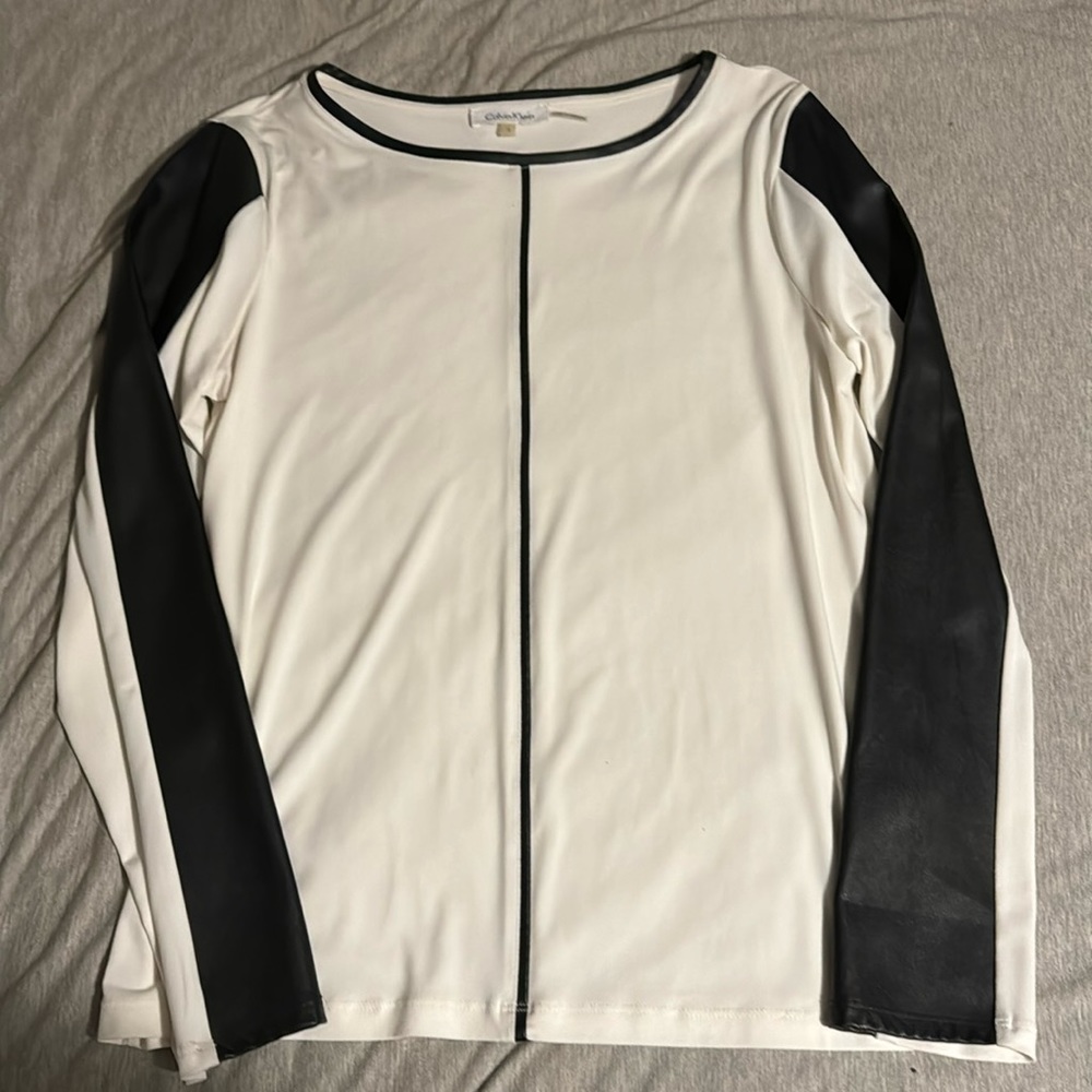Faux leather sleeve Calvin Klein Blouse